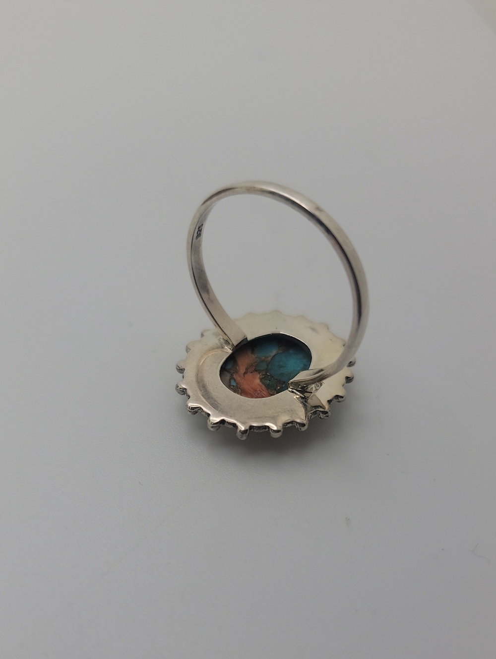 Size 9.5 Oyster Turquoise 925 Sterling Ring - Picture 4 of 7